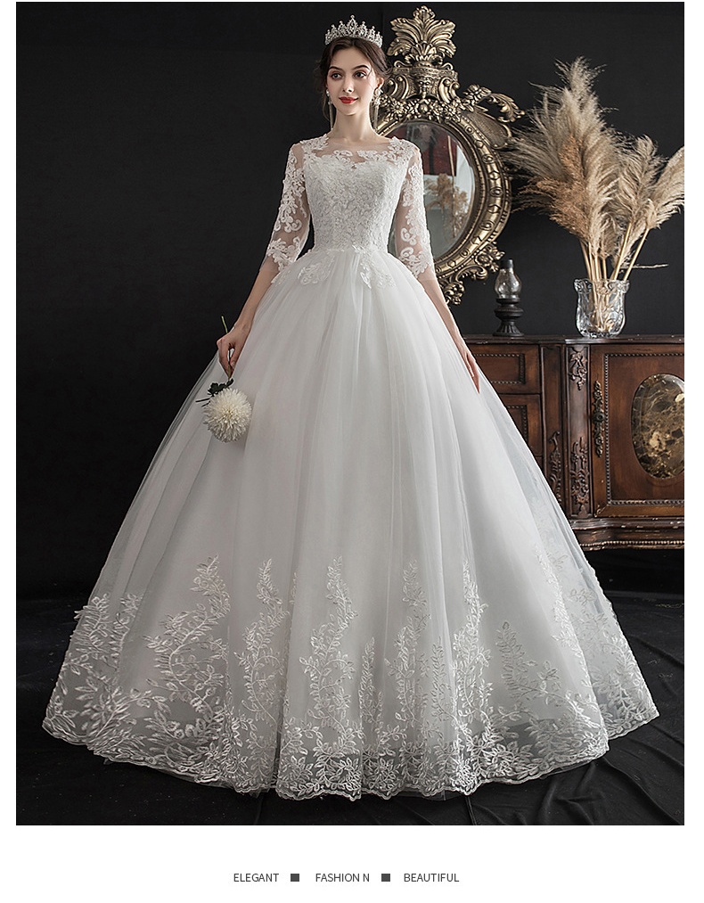 Bridal Wedding Dress Women Tulle Sleeves Maxi Prom Evening Cocktail  Gown